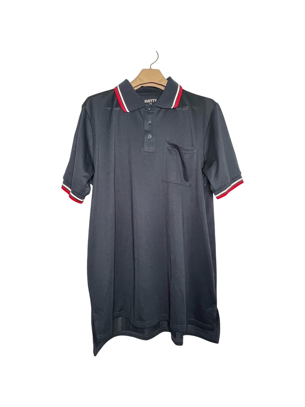 Smitty Mens Polo Shirt XL Short Slv Navy Red White Golf Moisture Management